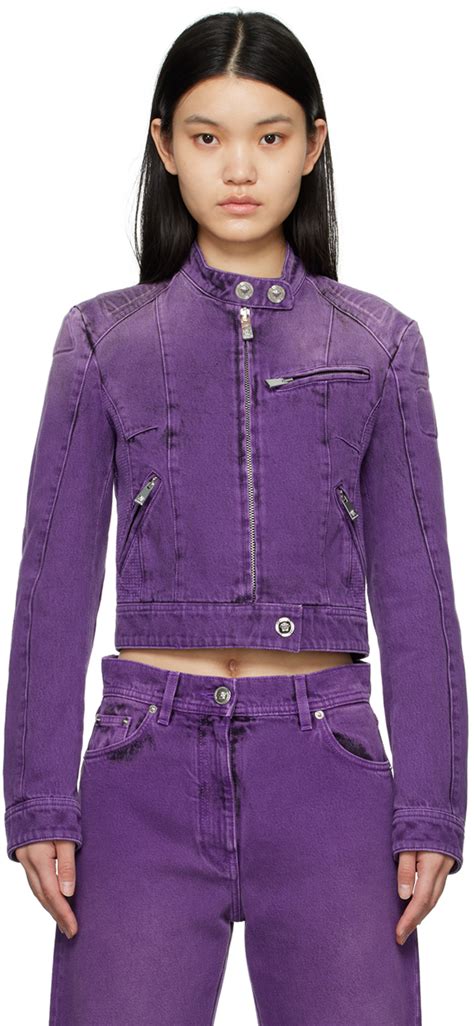 cent21 1-purple versace jacket|Versace biker jacket.